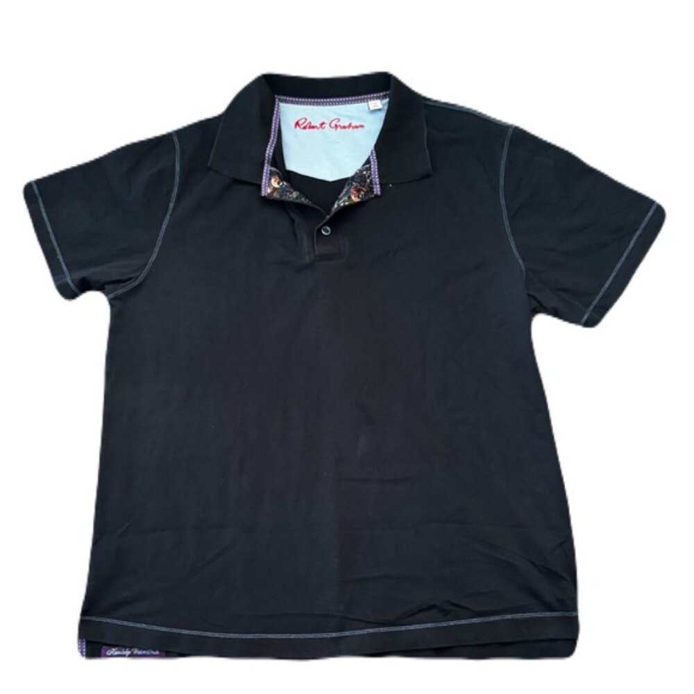 Robert Graham Extra Large Black Polo Short Sleeve Shirt